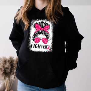 Fighter Messy Bun Breast Cancer Awareness Pink Warrior Hoodie 3 2