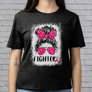 Fighter Messy Bun Breast Cancer Awareness Pink Warrior T Shirt 3 2