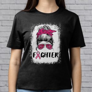 Fighter Messy Bun Breast Cancer Awareness Pink Warrior T Shirt 3 3