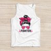 Fighter Messy Bun Breast Cancer Awareness Pink Warrior Tank Top