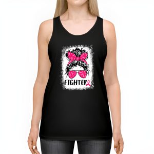 Fighter Messy Bun Breast Cancer Awareness Pink Warrior Tank Top 2 2