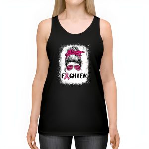 Fighter Messy Bun Breast Cancer Awareness Pink Warrior Tank Top 2 3