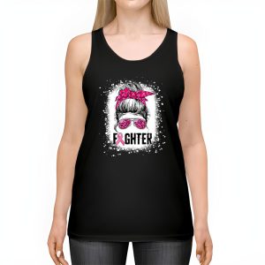 Fighter Messy Bun Breast Cancer Awareness Pink Warrior Tank Top 2 4