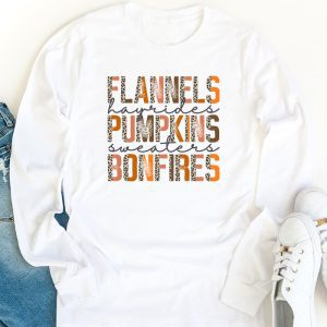 Flannels Hayrides Pumpkins Vintage Sweaters Bonfires Autumn Longsleeve Tee 1 2