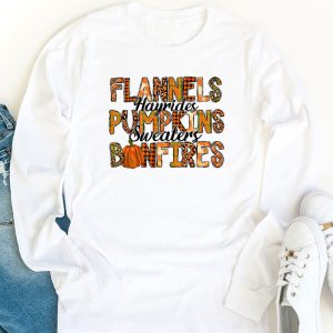 Flannels Hayrides Pumpkins Vintage Sweaters Bonfires Autumn Longsleeve Tee 1 4