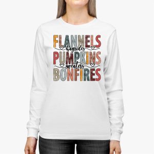 Flannels Hayrides Pumpkins Vintage Sweaters Bonfires Autumn Longsleeve Tee 2 1