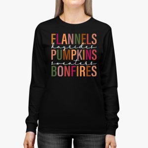 Flannels Hayrides Pumpkins Vintage Sweaters Bonfires Autumn Longsleeve Tee 2 3