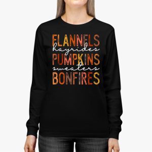 Flannels Hayrides Pumpkins Vintage Sweaters Bonfires Autumn Longsleeve Tee 2