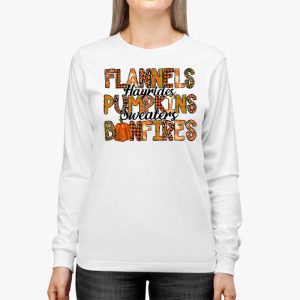 Flannels Hayrides Pumpkins Vintage Sweaters Bonfires Autumn Longsleeve Tee 2 4