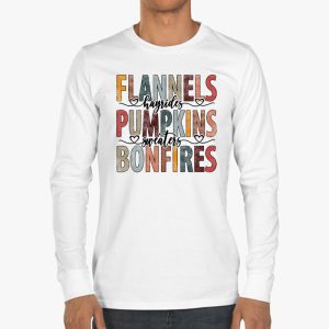 Flannels Hayrides Pumpkins Vintage Sweaters Bonfires Autumn Longsleeve Tee 3 1