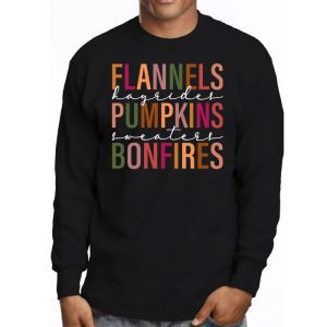 Flannels Hayrides Pumpkins Vintage Sweaters Bonfires Autumn Longsleeve Tee 3 3