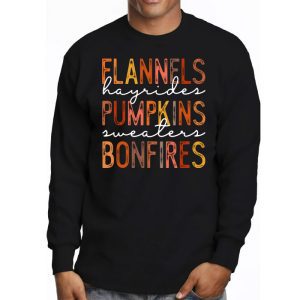 Flannels Hayrides Pumpkins Vintage Sweaters Bonfires Autumn Longsleeve Tee 3
