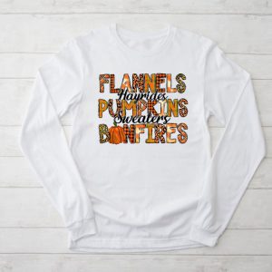 Flannels Hayrides Pumpkins Vintage Sweaters Bonfires Autumn Longsleeve Tee