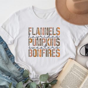 Flannels Hayrides Pumpkins Vintage Sweaters Bonfires Autumn T Shirt 1 2