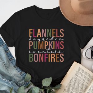 Flannels Hayrides Pumpkins Vintage Sweaters Bonfires Autumn T Shirt 1 3