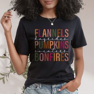 Flannels Hayrides Pumpkins Vintage Sweaters Bonfires Autumn T Shirt 2 3