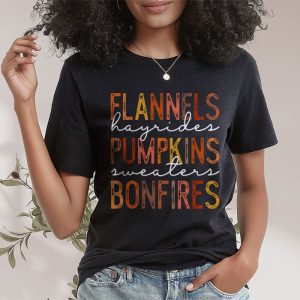 Flannels Hayrides Pumpkins Vintage Sweaters Bonfires Autumn T Shirt 2