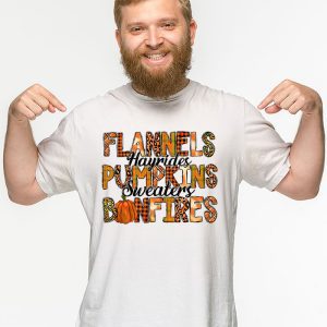 Flannels Hayrides Pumpkins Vintage Sweaters Bonfires Autumn T Shirt 3 4
