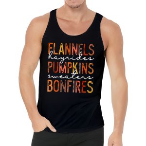 Flannels Hayrides Pumpkins Vintage Sweaters Bonfires Autumn Tank Top 3