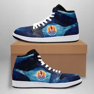 French Polynesia High Sneakers Air Jordan 1 - Blue Galaxy JD1 Shoes