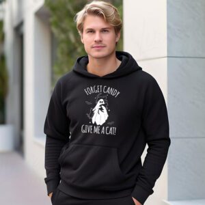 Funny Boo Ghost Black Cat Forget Candy Give Me Cat Halloween Hoodie 2 1