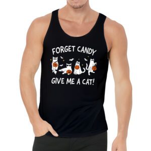 Funny Boo Ghost Black Cat Forget Candy Give Me Cat Halloween Tank Top 3 4