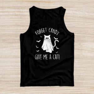 Funny Boo Ghost Black Cat Forget Candy Give Me Cat Halloween Tank Top