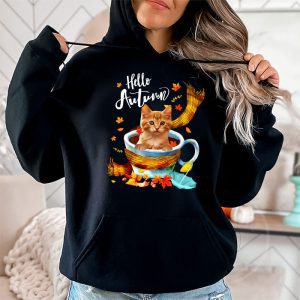 Funny Cat Leaf Fall Hello Autumn Cute Kitten Cat Lovers Hoodie 2 3