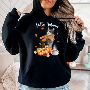 Funny Cat Leaf Fall Hello Autumn Cute Kitten Cat Lovers Hoodie 2