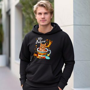 Funny Cat Leaf Fall Hello Autumn Cute Kitten Cat Lovers Hoodie 3 3