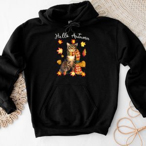 Thanksgiving Family Shirts Funny Cat Leaf Fall Hello Autumn Cat Lovers Hoodie