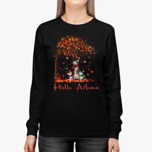 Funny Cat Leaf Fall Hello Autumn Cute Kitten Cat Lovers Longsleeve Tee 2 2