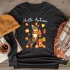 Funny Cat Leaf Fall Hello Autumn Cute Kitten Cat Lovers Longsleeve Tee