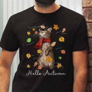 Funny Cat Leaf Fall Hello Autumn Cute Kitten Cat Lovers T Shirt 3 1