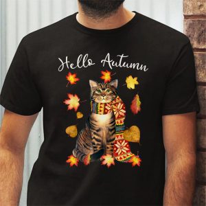 Funny Cat Leaf Fall Hello Autumn Cute Kitten Cat Lovers T Shirt 3 4