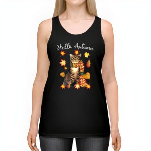 Funny Cat Leaf Fall Hello Autumn Cute Kitten Cat Lovers Tank Top 2 4