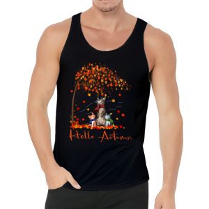 Funny Cat Leaf Fall Hello Autumn Cute Kitten Cat Lovers Tank Top 3 2