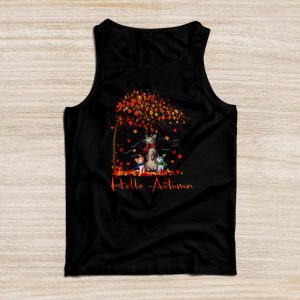 Thanksgiving Family Shirts Funny Cat Leaf Fall Hello Autumn Cat Lovers Tank Top