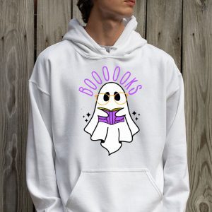 Funny Halloween Cute Ghost Book Reading School Teacher Hoodie 2 1