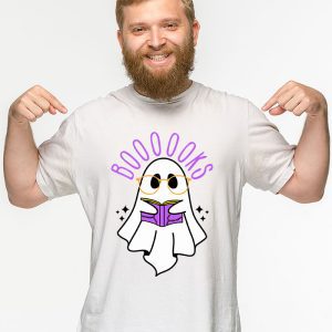 Funny Halloween Cute Ghost Book Reading School Teacher T Shirt 2 2