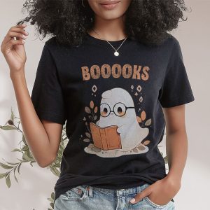 Funny Halloween Cute Ghost Book Reading School Teacher T Shirt 2