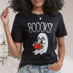 Funny Halloween Cute Ghost Book Reading School Teacher T Shirt 2 4