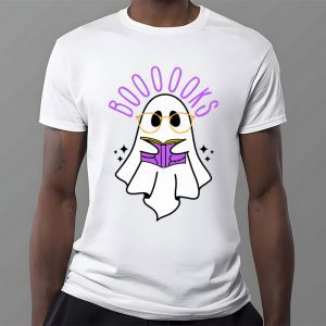 Funny Halloween Cute Ghost Book Reading School Teacher T Shirt 3 2