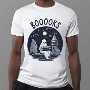 Funny Halloween Cute Ghost Book Reading School Teacher T Shirt 3 3