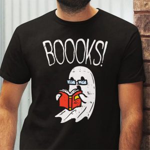Funny Halloween Cute Ghost Book Reading School Teacher T Shirt 3 4