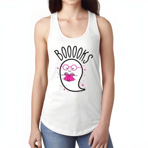 Funny Halloween Cute Ghost Book Reading School Teacher Tank Top 1 1