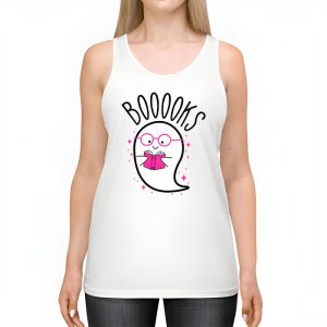 Funny Halloween Cute Ghost Book Reading School Teacher Tank Top 2 1