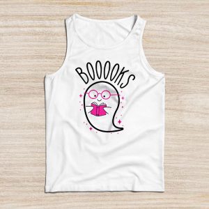 Funny Halloween Cute Ghost Book Reading School Teacher Tank Top