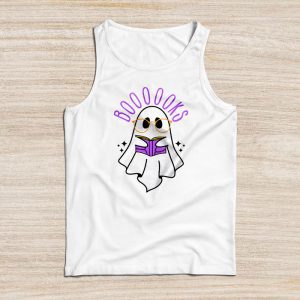 Funny Halloween Cute Ghost Book Reading School Teacher Tank Top