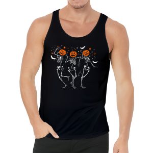 Funny Halloween Pumpkin Dancing Skeleton Costume Women Men Tank Top 3 3